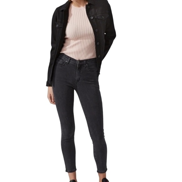 FRANK And Oak Debbie Skinny Ankle Crop Denim Jeans Washed Black - Picture 15 of 15